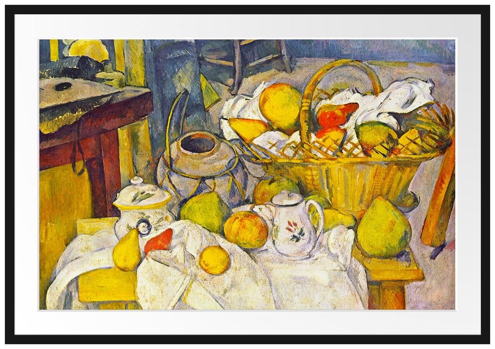 Paul Cézanne - Stillleben mit Korb Passepartout Rechteckig 100