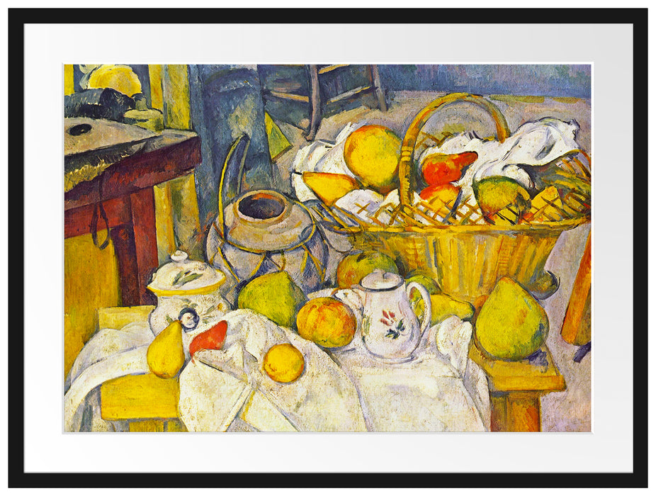 Paul Cézanne - Stillleben mit Korb Passepartout Rechteckig 80