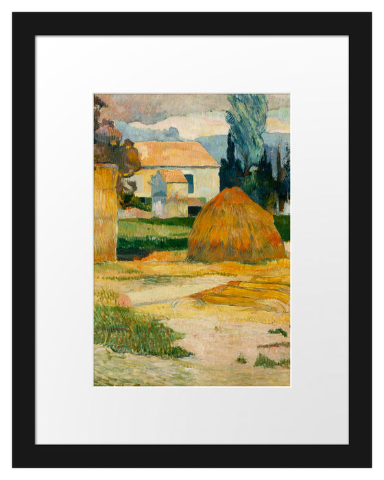 Pixxprint Paul Gauguin - Landschaft bei Arles, im Galerie-Passepartout Bilderrahmen