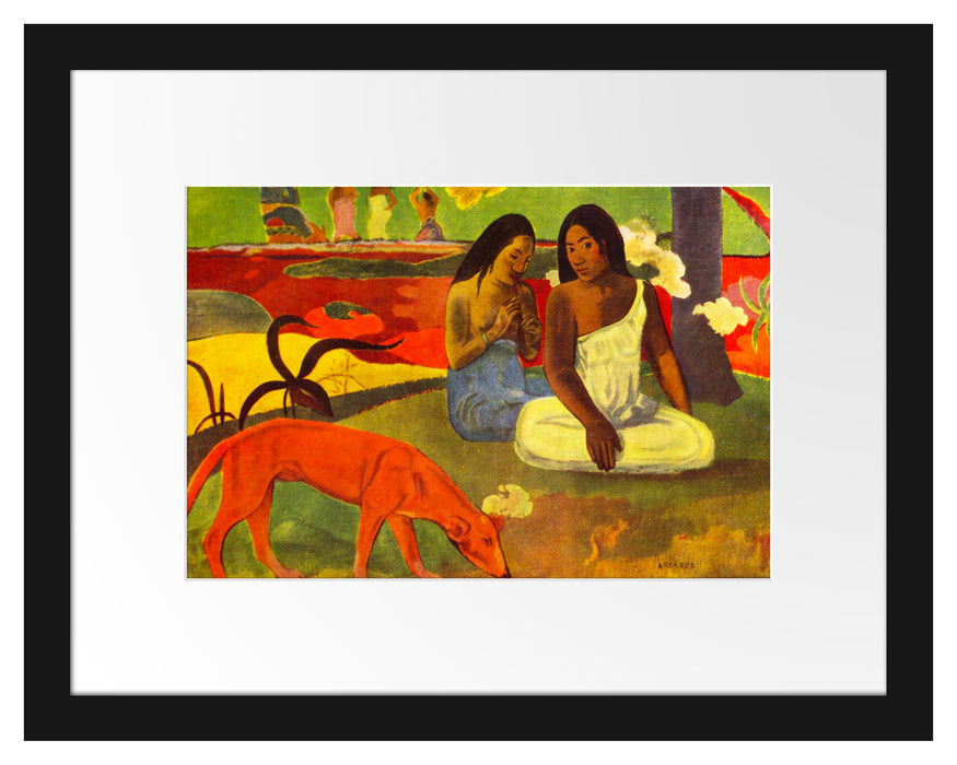 Pixxprint Paul Gauguin - Arearea , im Galerie-Passepartout Bilderrahmen