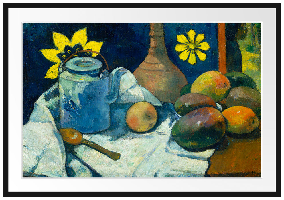 Paul Gauguin - Stillleben mit Tee-Kanne und Früchten  Passepartout Rechteckig 100