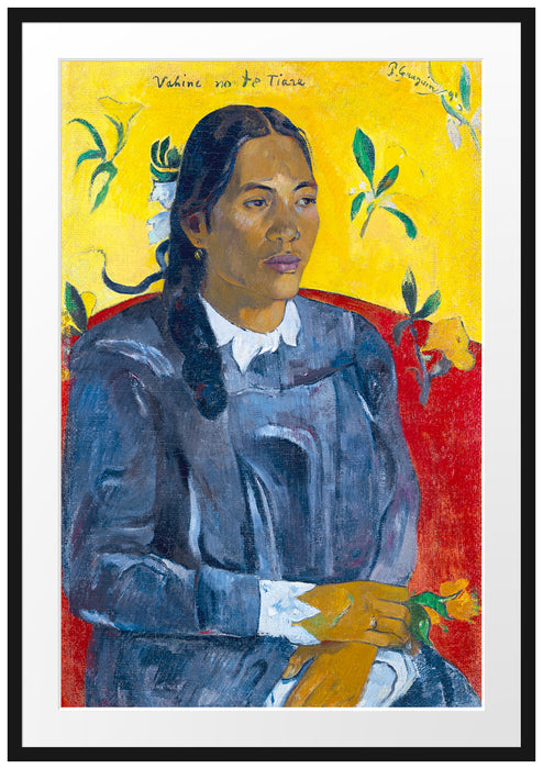 Paul Gauguin - Frau mit Blume  Passepartout Rechteckig 100