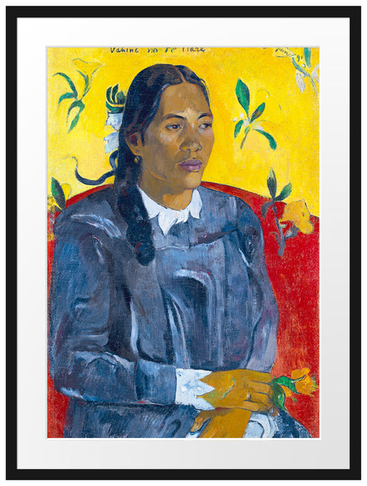 Paul Gauguin - Frau mit Blume  Passepartout Rechteckig 80
