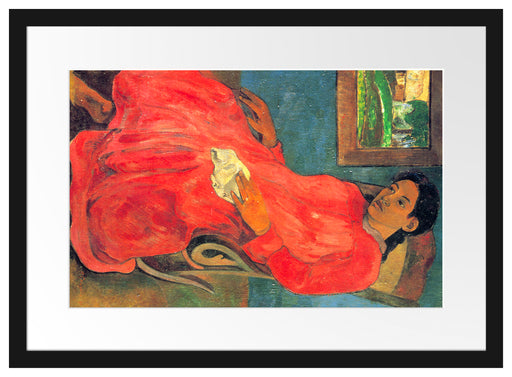 Paul Gauguin - Frau im rotem Kleid  Passepartout Rechteckig 40