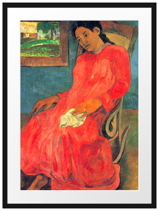 Paul Gauguin - Frau im rotem Kleid  Passepartout Rechteckig 80