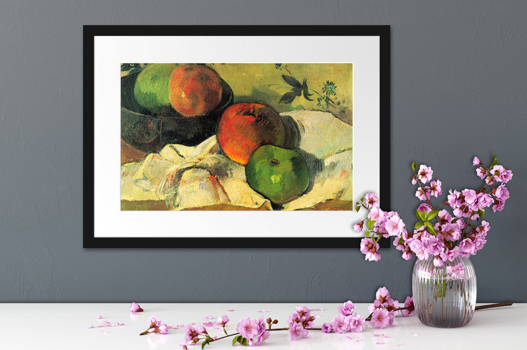 Paul Gauguin - Stillleben Äpfel und Schale  Passepartout Dateil Rechteckig