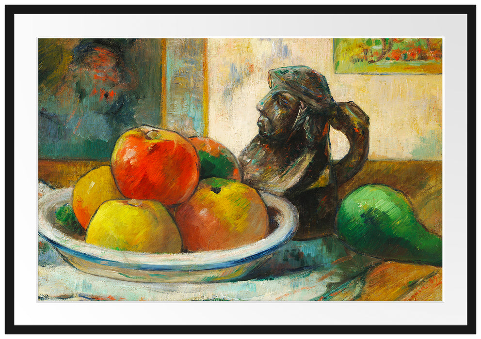 Paul Gauguin - Stillleben mit Äpfeln Birne und Keramik Passepartout Rechteckig 100