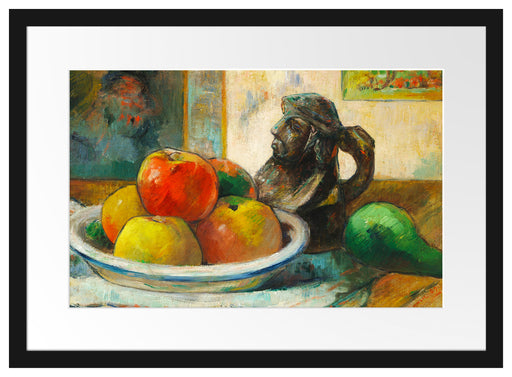 Paul Gauguin - Stillleben mit Äpfeln Birne und Keramik Passepartout Rechteckig 40