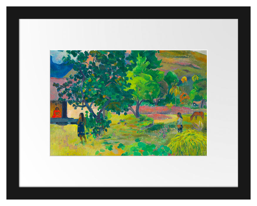 Pixxprint Paul Gauguin - Das hausTe Fare, im Galerie-Passepartout Bilderrahmen