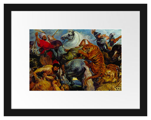 Peter Paul Rubens - Tiger- und Löwenjagd  Passepartout Rechteckig 30