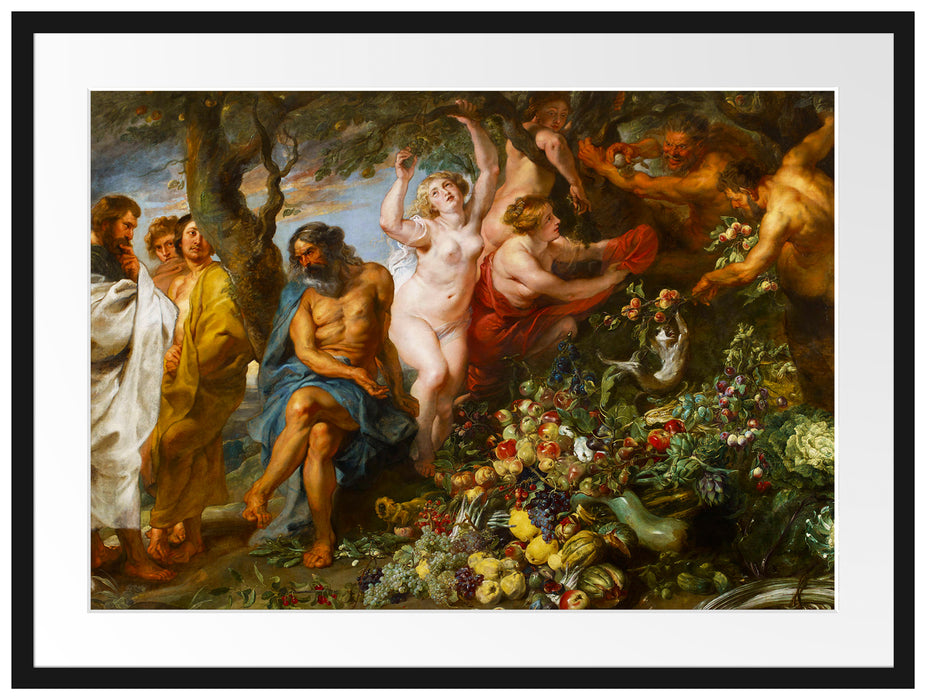 Peter Paul Rubens - Pythagoras verteidigt die vegetaris Passepartout Rechteckig 80