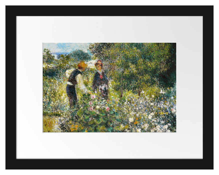 Pixxprint Pierre-Auguste Renoir - Blumen pflücken , im Galerie-Passepartout Bilderrahmen