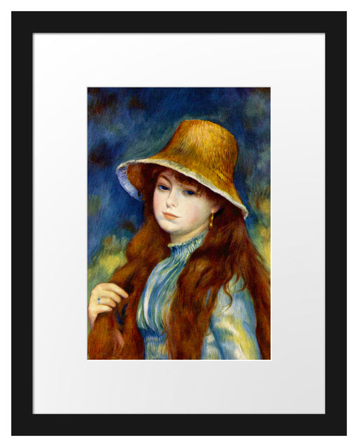 Pierre-Auguste Renoir - Mädchen mit Strohhut  Passepartout Rechteckig 30