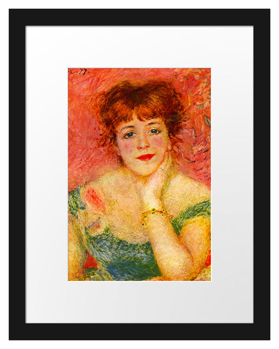 Pixxprint Pierre-Auguste Renoir - Portrait der Schauspielerin Jea, im Galerie-Passepartout Bilderrahmen