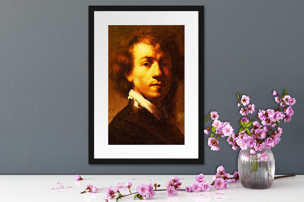 Rembrandt van Rijn - Selbstportrait I Passepartout Dateil Rechteckig
