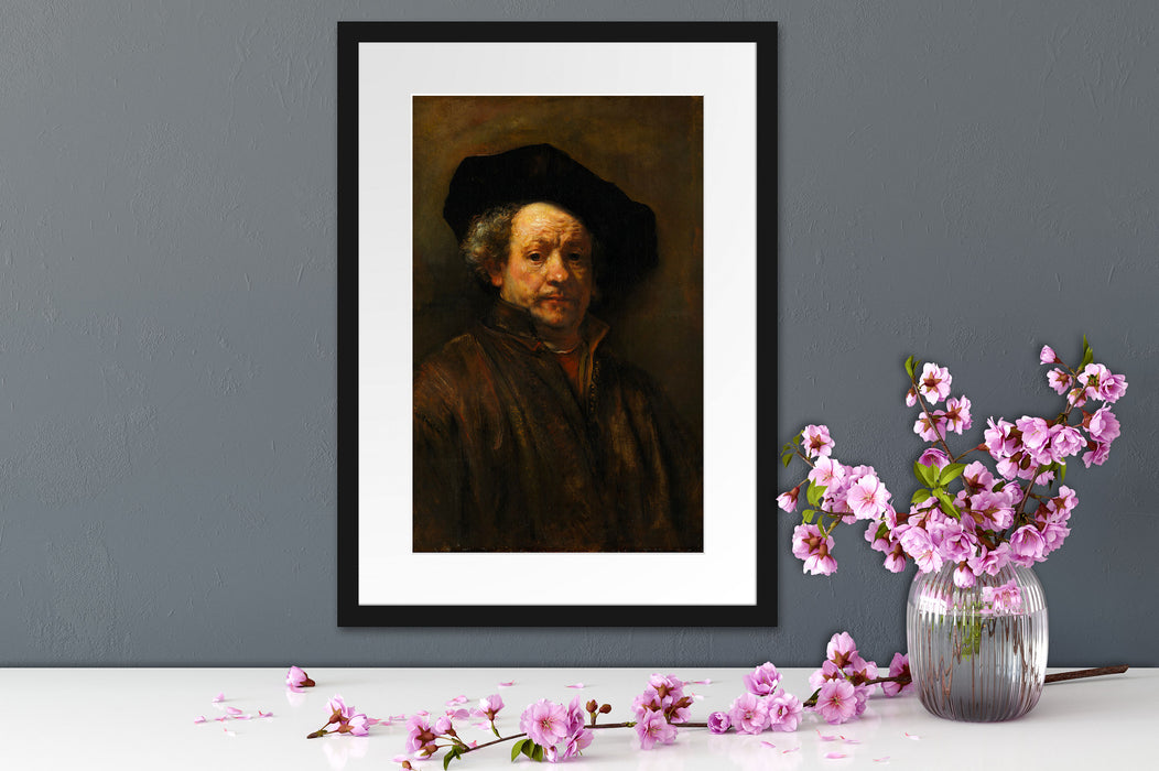 Rembrandt van Rijn - Selbstportrait II Passepartout Dateil Rechteckig