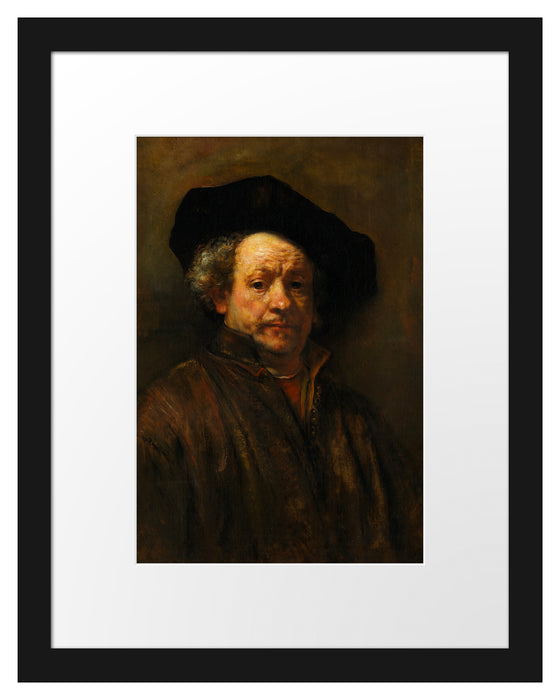 Pixxprint Rembrandt van Rijn - Selbstportrait II, im Galerie-Passepartout Bilderrahmen
