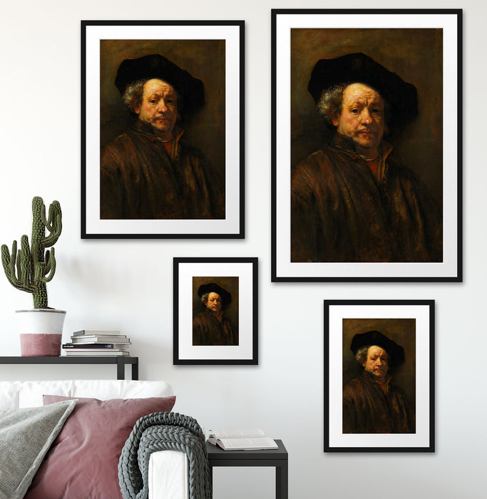 Rembrandt van Rijn - Selbstportrait II Passepartout Wohnzimmer Rechteckig