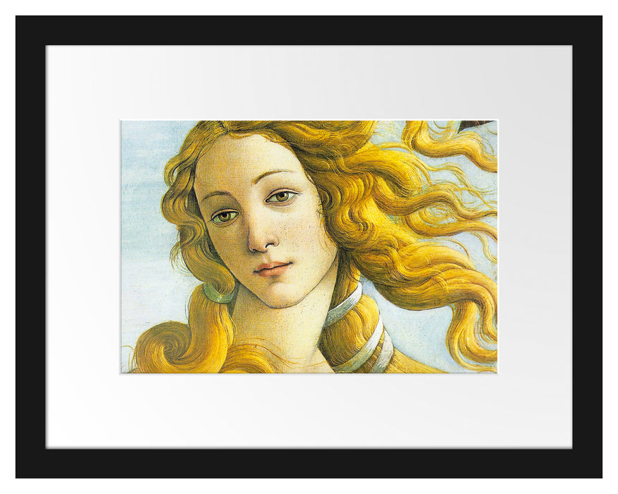 Pixxprint Sandro Botticelli - Die Geburt der Venus Ausschnitt, im Galerie-Passepartout Bilderrahmen