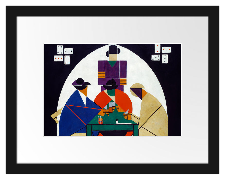Pixxprint Theo van Doesburg - Kartenspieler, im Galerie-Passepartout Bilderrahmen