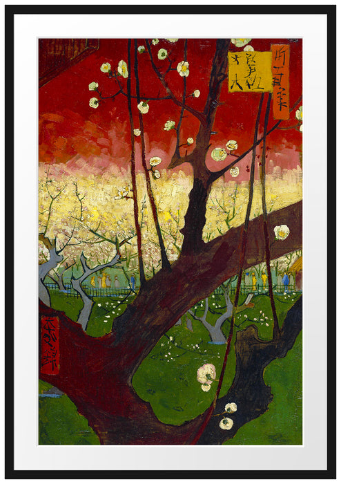 Vincent Van Gogh - Blühender Pflaumenbaumnach Hiroshi Passepartout Rechteckig 100