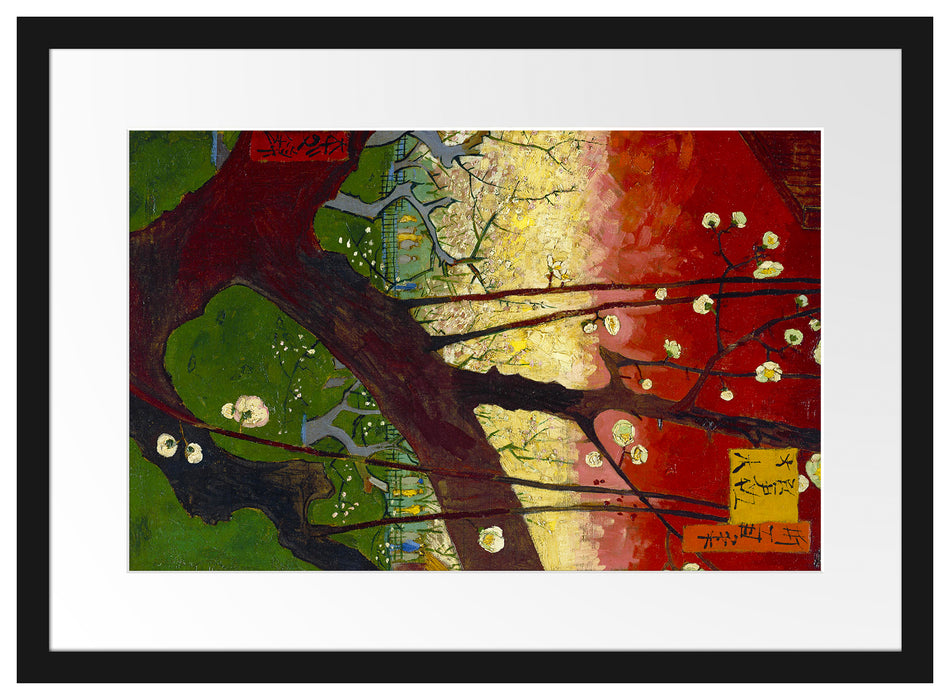 Vincent Van Gogh - Blühender Pflaumenbaumnach Hiroshi Passepartout Rechteckig 40