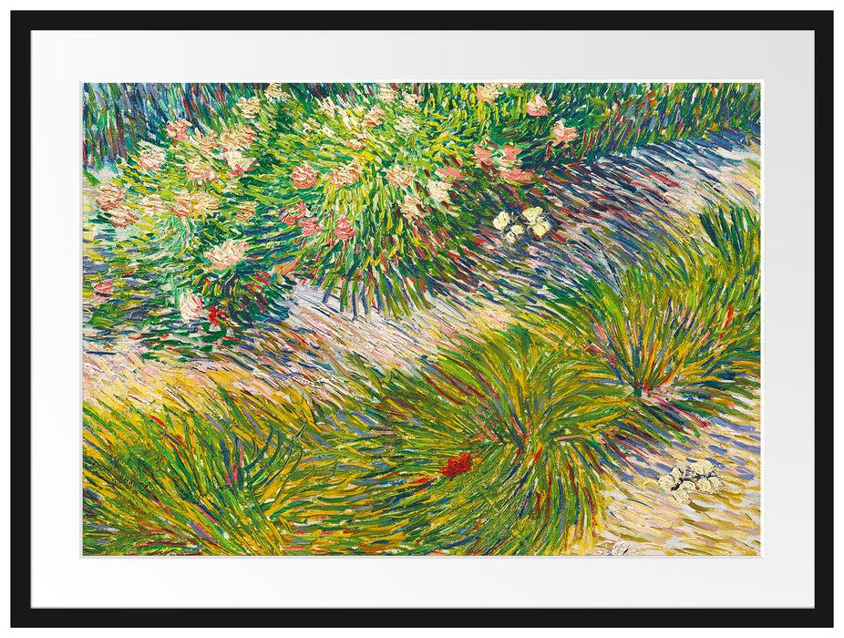 Vincent Van Gogh - Gras und Schmetterlinge  Passepartout Rechteckig 80
