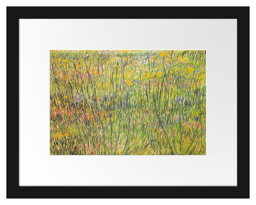 Pixxprint Vincent Van Gogh - Gras-Stelle , im Galerie-Passepartout Bilderrahmen