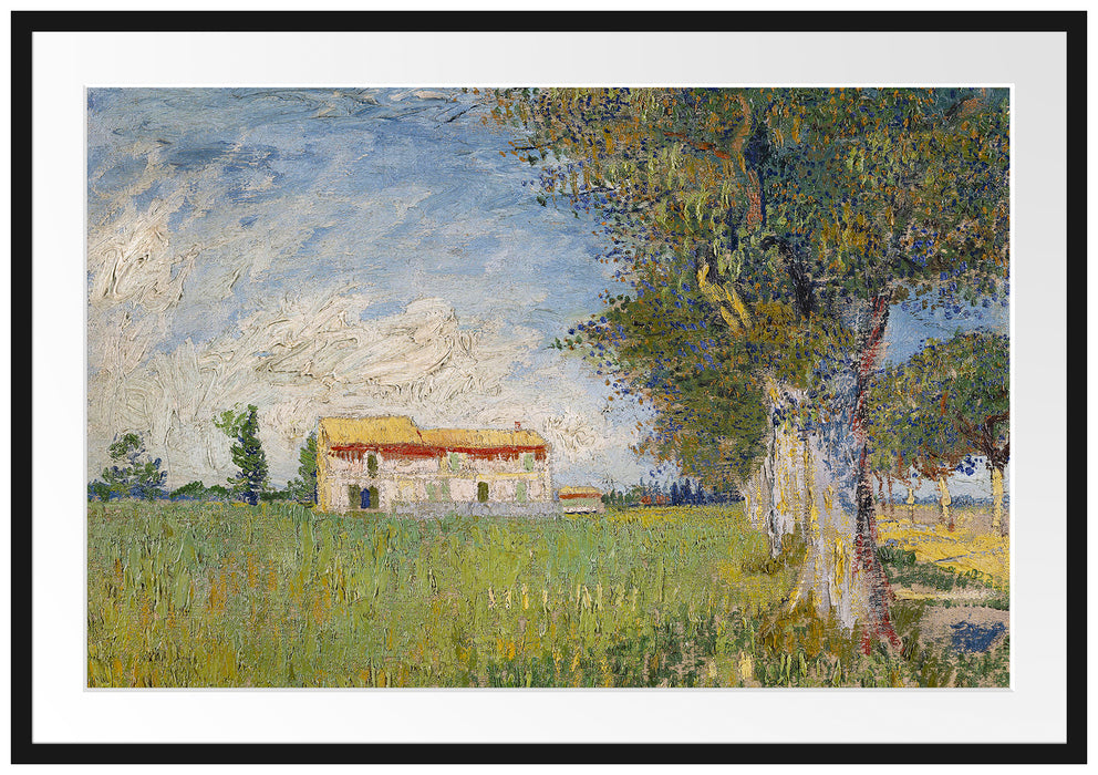 Vincent Van Gogh - Bauernhaus im Weizenfeld  Passepartout Rechteckig 100