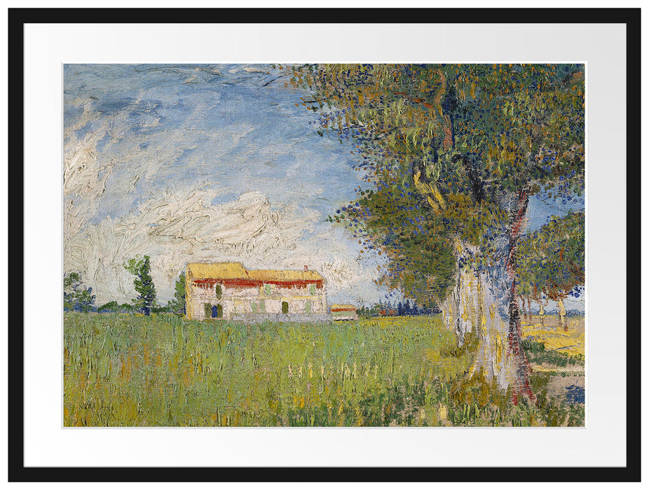Vincent Van Gogh - Bauernhaus im Weizenfeld  Passepartout Rechteckig 80