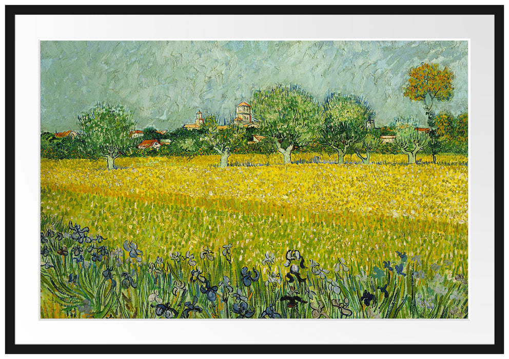 Vincent Van Gogh - Feld mit Blumen in der Nähe von Arle Passepartout Rechteckig 100