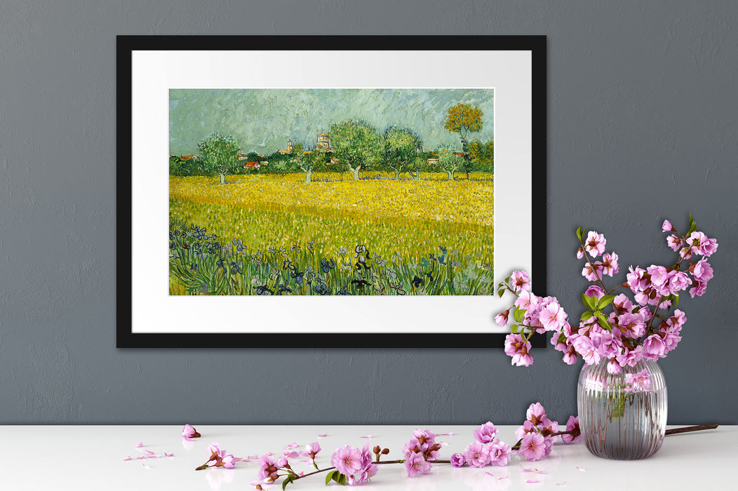 Vincent Van Gogh - Feld mit Blumen in der Nähe von Arle Passepartout Dateil Rechteckig