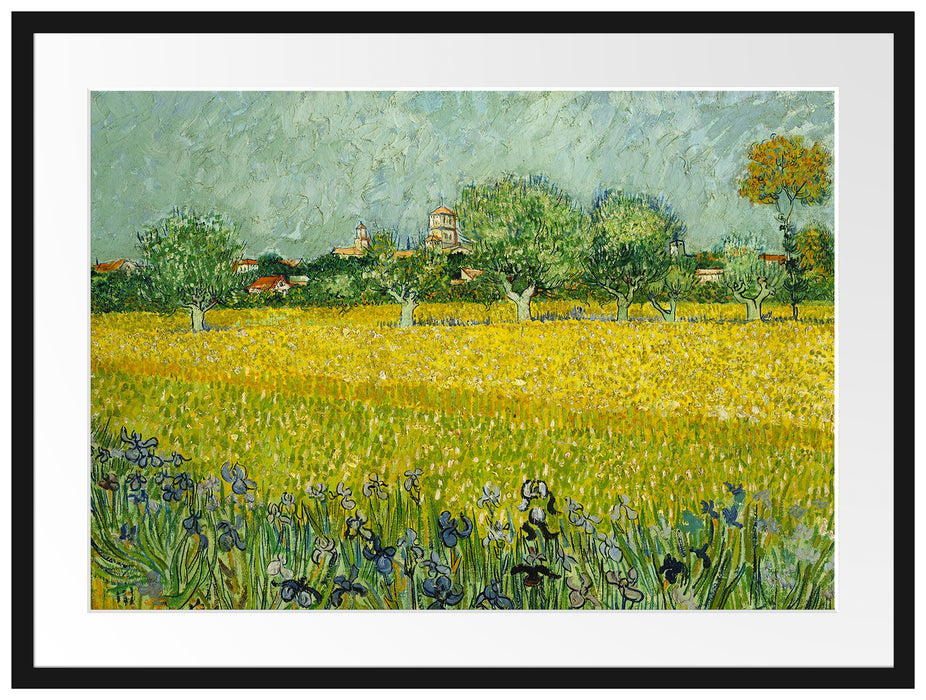Vincent Van Gogh - Feld mit Blumen in der Nähe von Arle Passepartout Rechteckig 80
