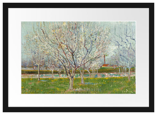 Vincent Van Gogh - Blühender Obstgarten Pflaumenbaum  Passepartout Rechteckig 40