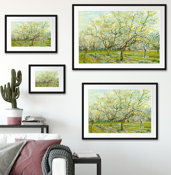 Vincent Van Gogh - Der weiße Obstgarten  Passepartout Wohnzimmer Rechteckig