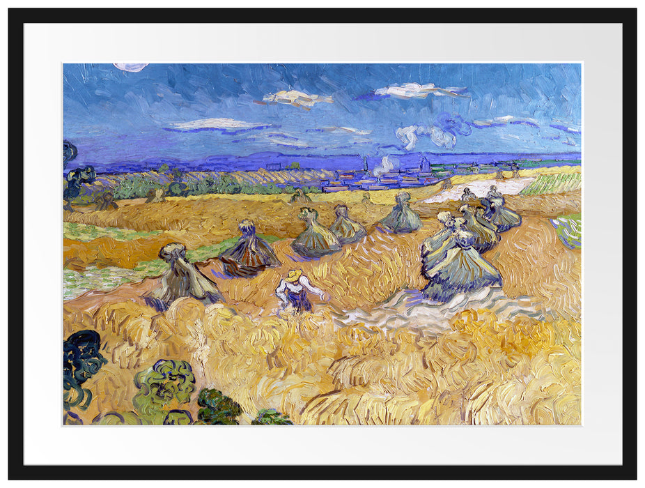 Vincent Van Gogh - Weizenfeld mit Mähern Auvers  Passepartout Rechteckig 80