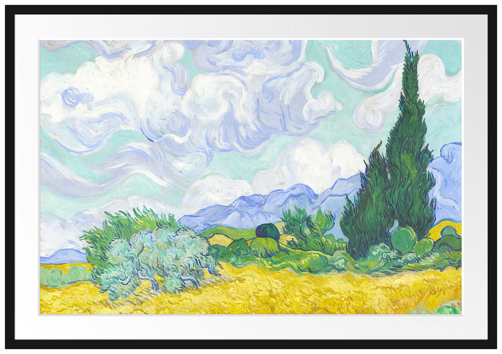 Vincent Van Gogh - Weizenfeld mit Zypressen  Passepartout Rechteckig 100
