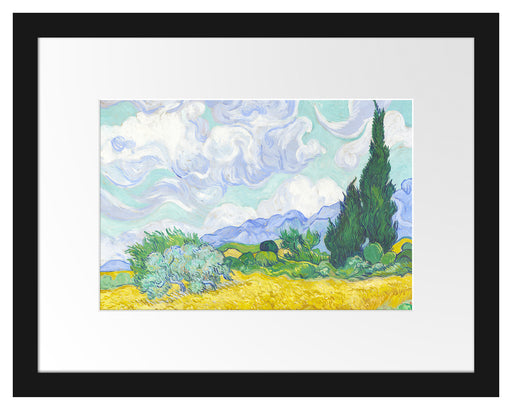 Vincent Van Gogh - Weizenfeld mit Zypressen  Passepartout Rechteckig 30