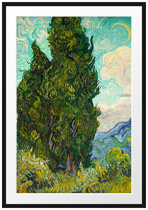 Vincent Van Gogh - Zypressen  Passepartout Rechteckig 100