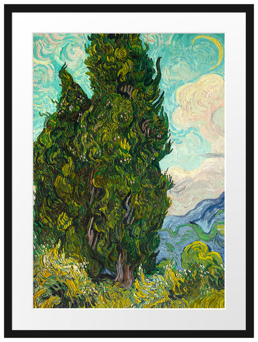 Vincent Van Gogh - Zypressen  Passepartout Rechteckig 80
