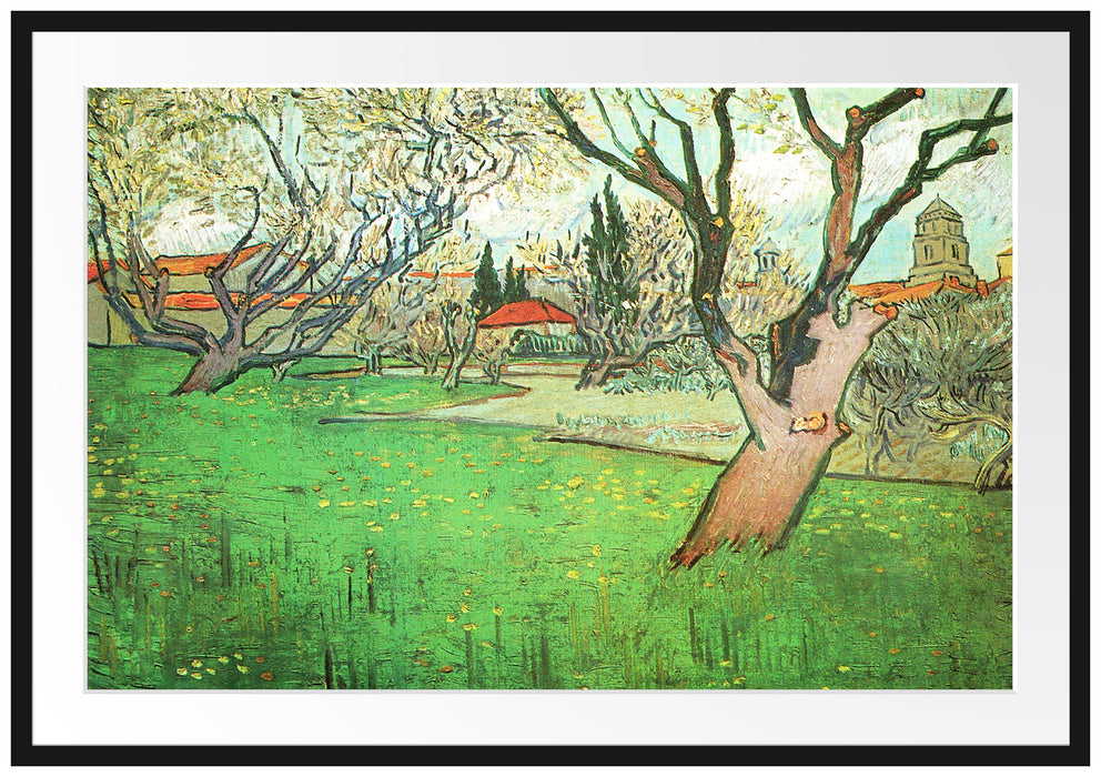 Vincent Van Gogh - Blühende Obstgärten Blick auf Arles Passepartout Rechteckig 100