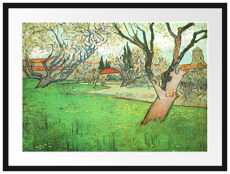 Vincent Van Gogh - Blühende Obstgärten Blick auf Arles Passepartout Rechteckig 80