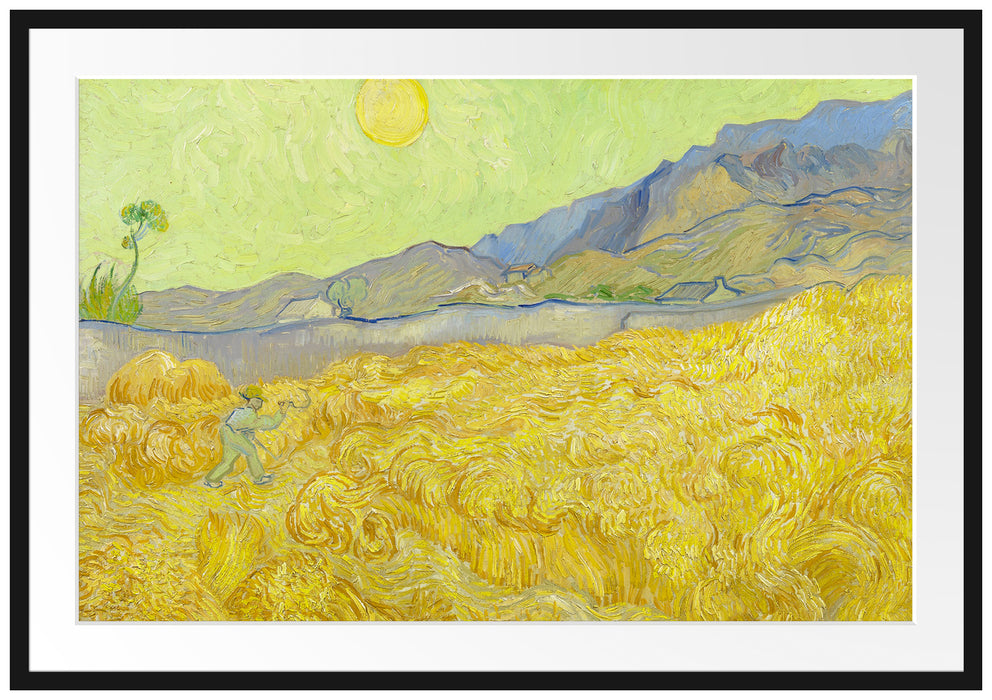 Vincent Van Gogh - Weizenfeld mit Mäher  Passepartout Rechteckig 100