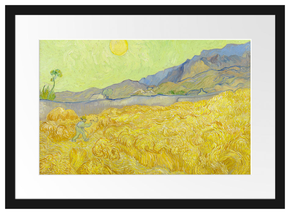 Vincent Van Gogh - Weizenfeld mit Mäher  Passepartout Rechteckig 40