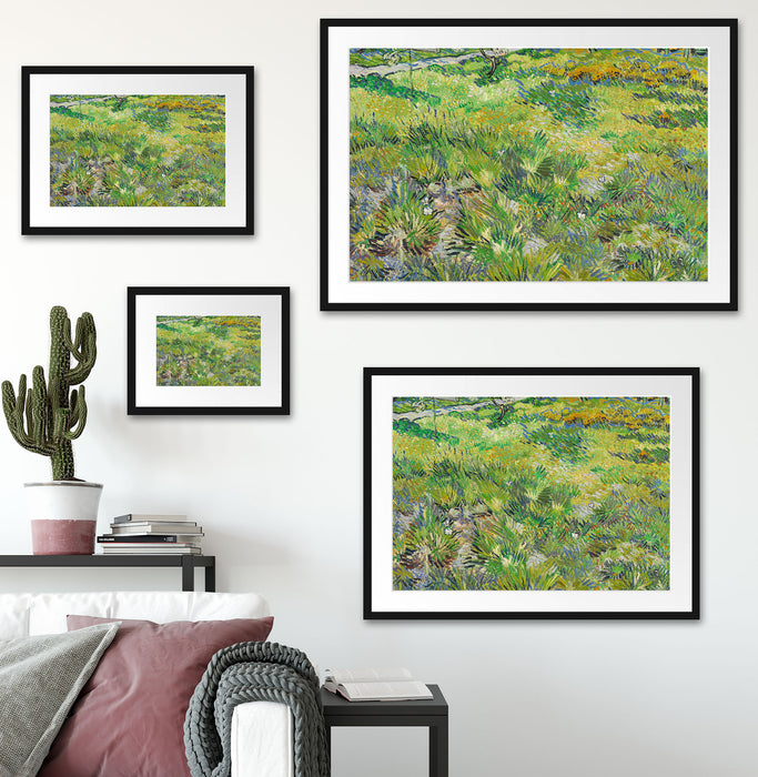 Vincent Van Gogh - Hohes Gras mit Schmetterlingen  Passepartout Wohnzimmer Rechteckig