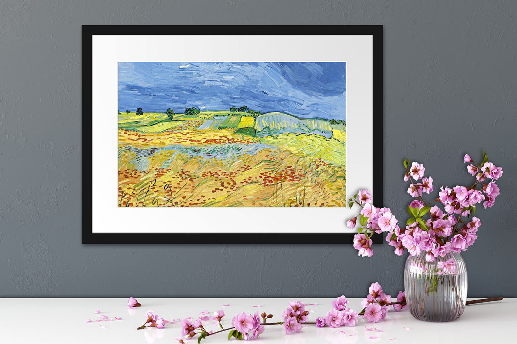 Vincent Van Gogh - Weizenfeld mit stürmischem Himmel  Passepartout Dateil Rechteckig