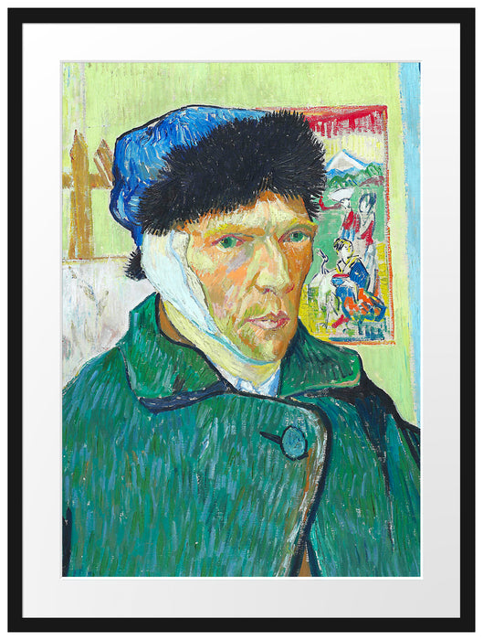 Vincent Van Gogh - Selbstportrait mit bandagiertem Ohr Passepartout Rechteckig 80