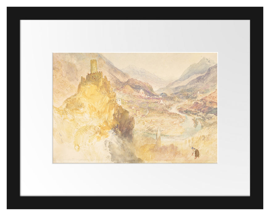 Pixxprint William Turner - Chatel Argent and the Val d'Aosta from, im Galerie-Passepartout Bilderrahmen