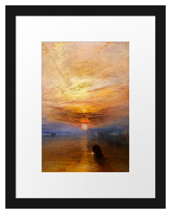Pixxprint William Turner - The fighting Temeraire tugged to her l, im Galerie-Passepartout Bilderrahmen