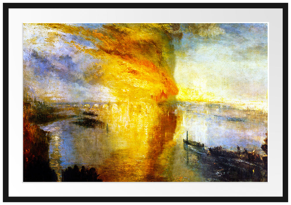 William Turner - The fire at the Parliament building Passepartout Rechteckig 100